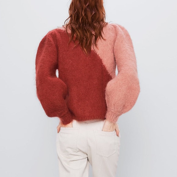 Zara Colourblock Balloon Sleeve Sweater - Picture 9 of 15